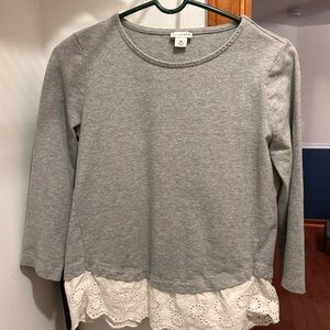 J. Crew Gray Top with White Accents